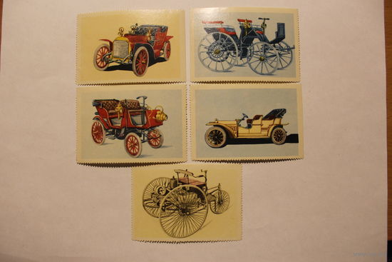 Бумажные картинки с автомобилями, времён ГДР, 5 штук, размер 82*57 мм.