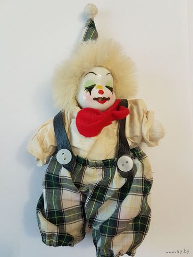 Игрушка фарфоровая кукла клоун, 13 см