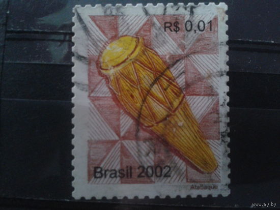 Бразилия 2002 Туземный барабан, мелкая зубцовка