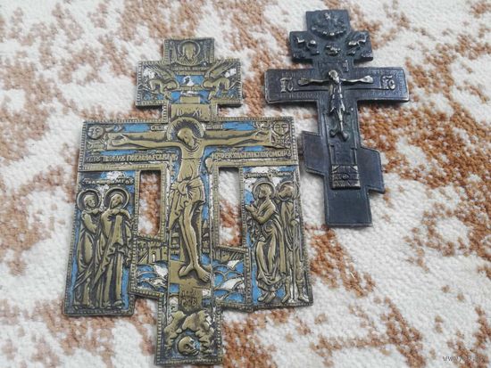 Два Креста Распятие, 19 век, с рубля!
