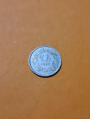 Монета 1/2 франка Швейцария 1990 г.