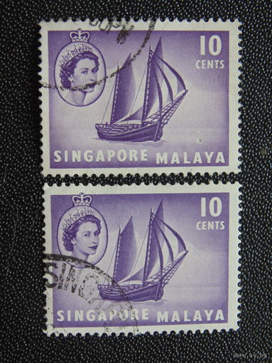 Сингапур Малайя 1955 г. Флот. Королева Елизавета II.