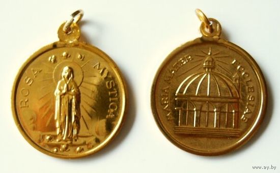 Католический медальон с изображением Мистической Розы (Rosa Mystica)