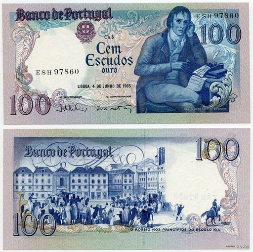 Португалия. 100 эскудо (образца 04.06.1985 года, P178e, подпись 1, UNC)