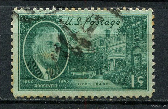 США - 1945 - Франклин Рузвельт 1С - [Mi.534] - 1 марка. Гашеная.  (Лот 68EE)-T2P39