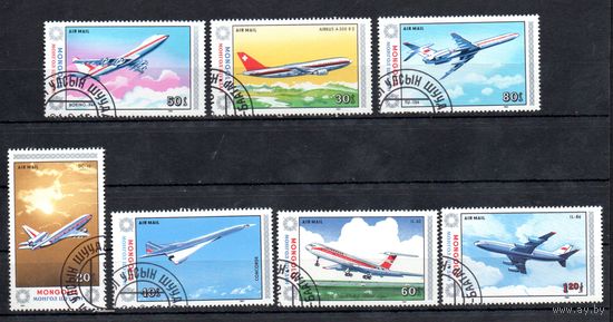 Современные самолёты Монголия 1984 год серия из 7 марок