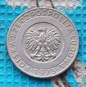 Коммунистическая Польша 20 злотых 1973 года, AU. Зерновые поля.