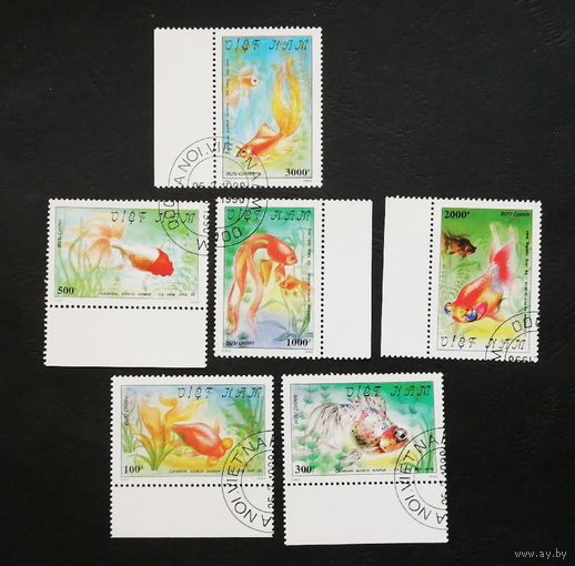 Вьетнам 1990 г. Золотые рыбки. Фауна, полная серия из 6 марок #0141-Ф1P33