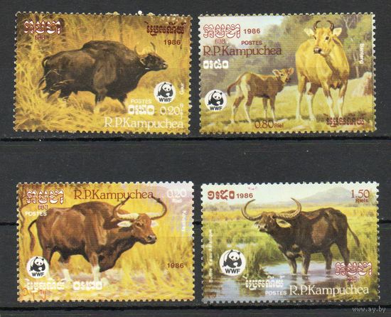 Буйволы Камбоджа 1986 год серия из 4-х марок