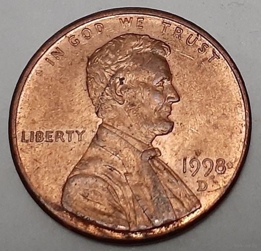 США 1 цент, 1998 Lincoln Cent Отметка монетного двора: "D" - Денвер (12-9-4)