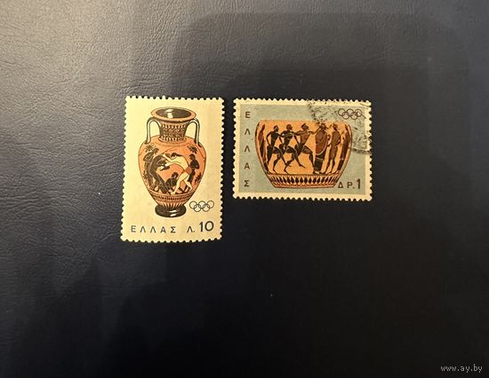 Греция 1964 год Спорт Летние Олимпийские Игры Токио 1964 Серия 2 марки Mi:863 Чистая Mi:864 Гашеная