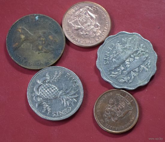 Багамские Острова. 5 монет.