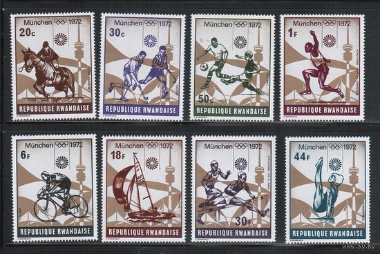 Руанда-1972(Мих.521-528) ,** ,  Спорт, ОИ-1972,Футбол,(полная серия)