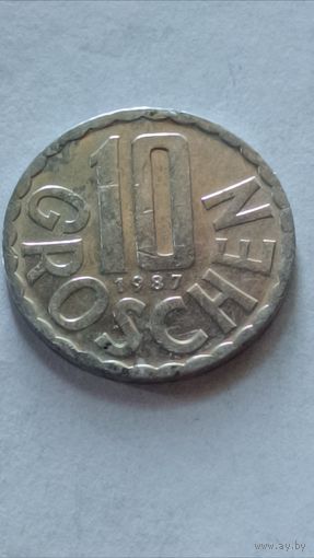 Австрия. 10 грошен 1987 года.