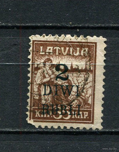 Латвия - 1920 - Надпечатка  2 DIWI RUBLI на 35Kap - [Mi.59] - 1 марка. Гашеная.  (LOT Dv29)