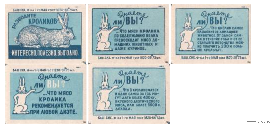 Спичечные этикетки ф. 1 Мая. Кролиководство.1960 год