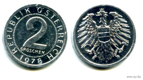 Австрия 2 гроша 1978 состояние