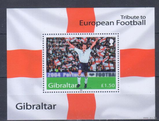 [634] Гибралтар 2004. Спорт.Футбол.Чемпионат Европы. БЛОК MNH. Кат.5 е.