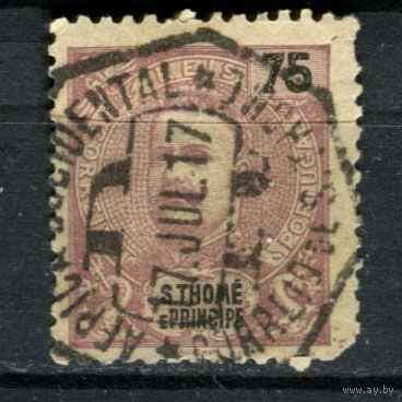 Португальские колонии - Сан Томе и Принсипи - 1903 - Король Карлуш I 75R - [Mi.91] - 1 марка. Гашеная.  (Лот 110AW)