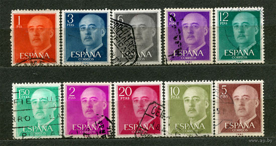 Генералиссимус Франко. Испания. 1955. Серия 10 марок