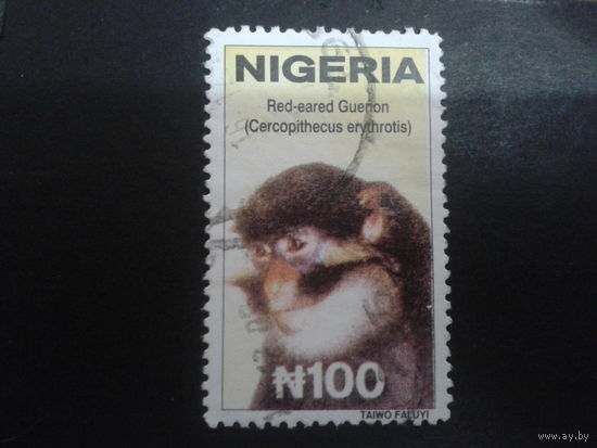 Нигерия 2001 обезьянка, концевая марка Mi-2,6 евро гаш.