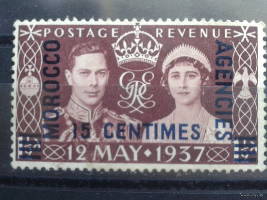 Британское Марокко, 1937, коронация Георга VI, надпечатка