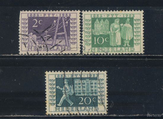 Нидерланды 1952 100-летие государственному телеграфу и почтовой марке #593,595,596