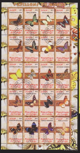 Бабочки Насекомые Фауна Конго 2011 год  лот 2034 Блок   20 марок