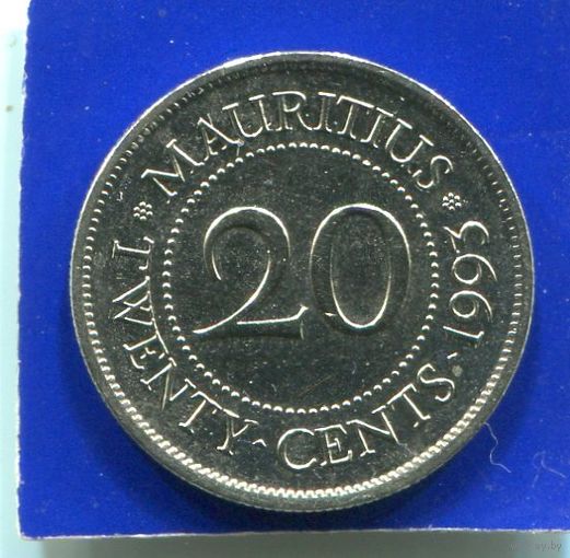 Маврикий 20 центов 1993 UNC