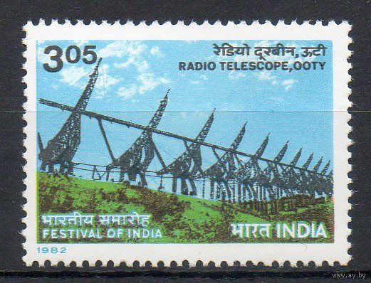 Наука и техника Радиотелескоп в Ути Индия 1982 год серия из 1 марки