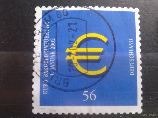 Германия 2002 Евро - монеты и банкноты Михель-3,0 евро гаш. зубцовка 10 1/4