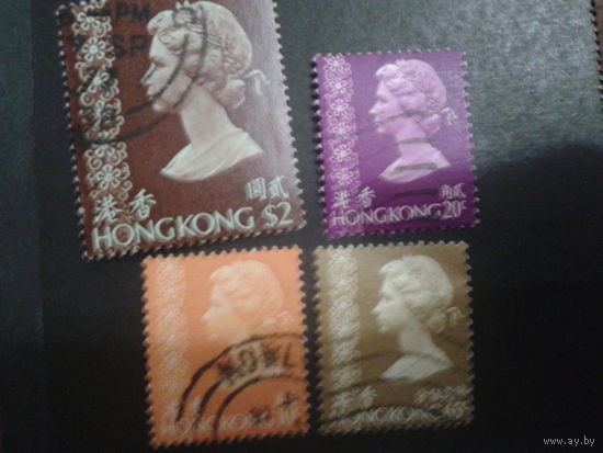 Китай 1973-75 Гонконг, колония Англии королева  марка 65 центов стоит 16 евро, гашеная