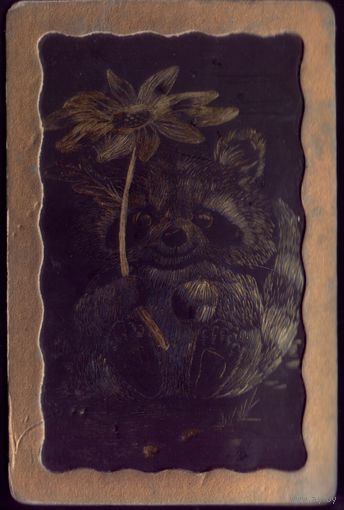 Портрет медвежонка с цветком
