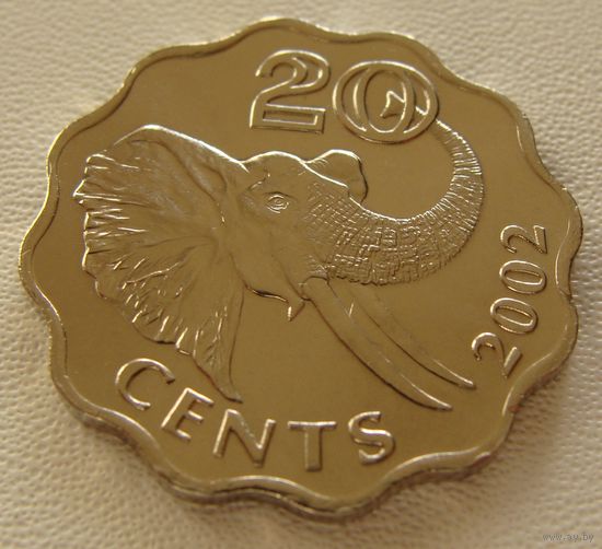 Свазиленд "Эсватини" 20 центов 2002 год KM#50.2
