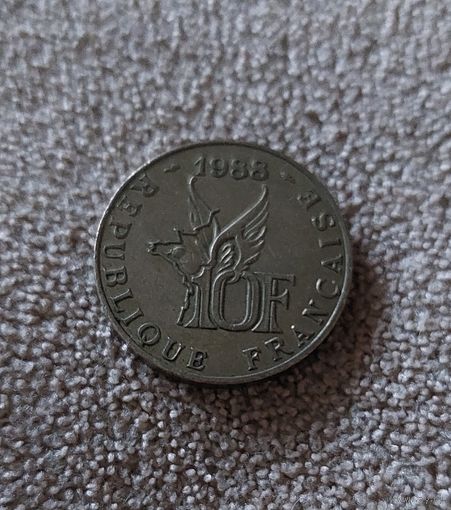 Франция 10 франков, 1988 100 лет со дня рождения Ролана Гарроса