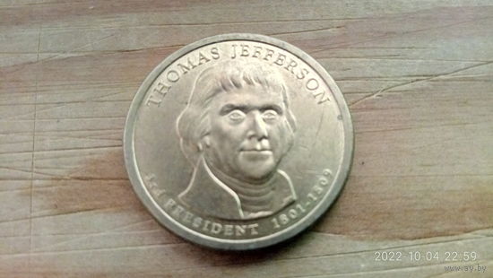 США. 1 доллар 2007. Томас Джеферсон.