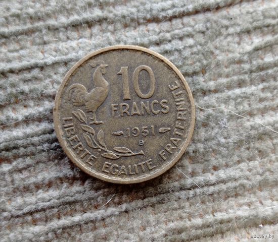 Werty71 Франция 10 Франков 1951 В Гальский петушок