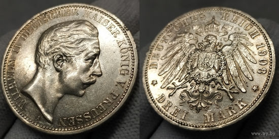 3 Марки Германия Пруссия 1908 год