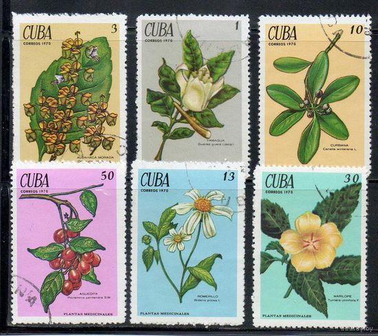 Цветы Куба 1970 год серия из 6 марок