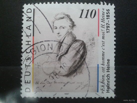 Германия 1997 поэт Генрих Гейне Михель-1,0 евро гаш.