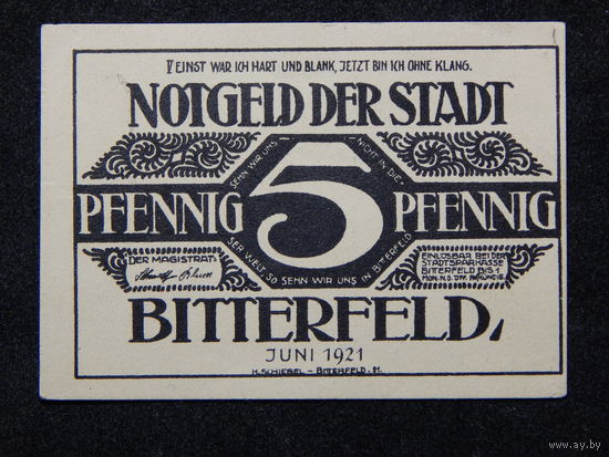 Германия Нотгельд 5 пфеннигов 1921г.AU