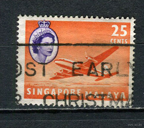 Британские колонии - Сингапур - 1955 - Авиация 25С - [Mi.37] - 1 марка. Гашеная.  (LOT EK4)-T10P4