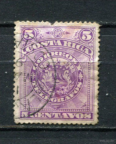 Коста-Рика - 1892 - Герб 5С - [Mi.31a] - 1 марка. Гашеная.  (Лот 44EP)-T2P29