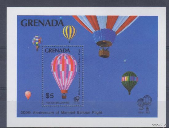 [24] Гренада 1983. Авиация.Воздушные шары. БЛОК.
