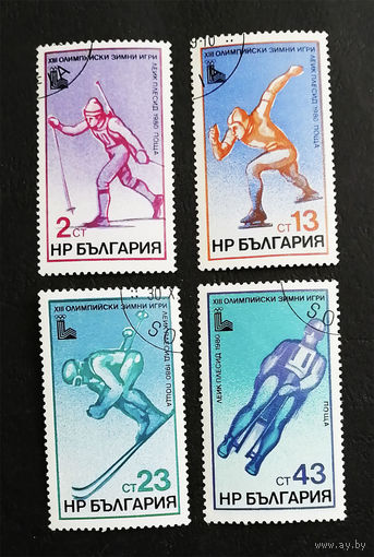 Болгария 1979 г. 13-е Зимние Олимпийские игры в Лейк-Плэсид. США 1980 год. Спорт, полная серия из 4 марок #0025-С1P5