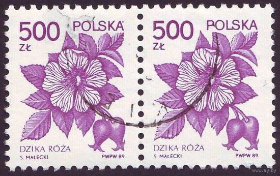 Лечебные растения Польша 1989 год сцепка из 2-х марок