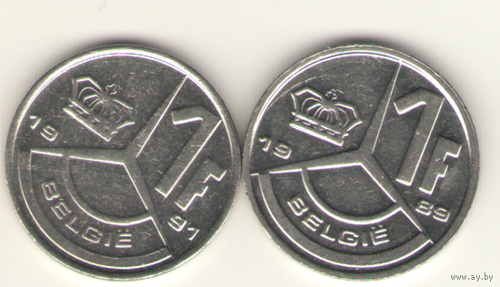 1 франк 1989, 1991 г. E.
