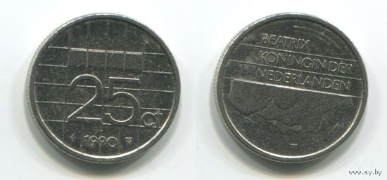 Нидерланды. 25 центов (1990)