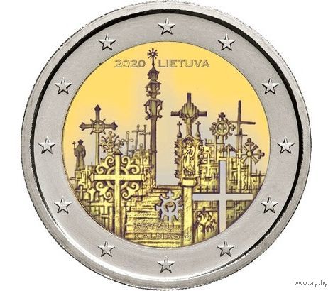 2 евро 2020 Литва  Гора крестов UNC из ролла