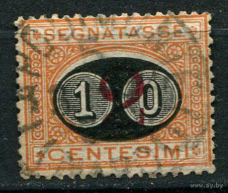 Королевство Италия - 1890/1891 - Доплатная марка надпечатка нового номинала 10c на 2c - [Mi.15p] - 1 марка. Гашеная.  (Лот 54AF)